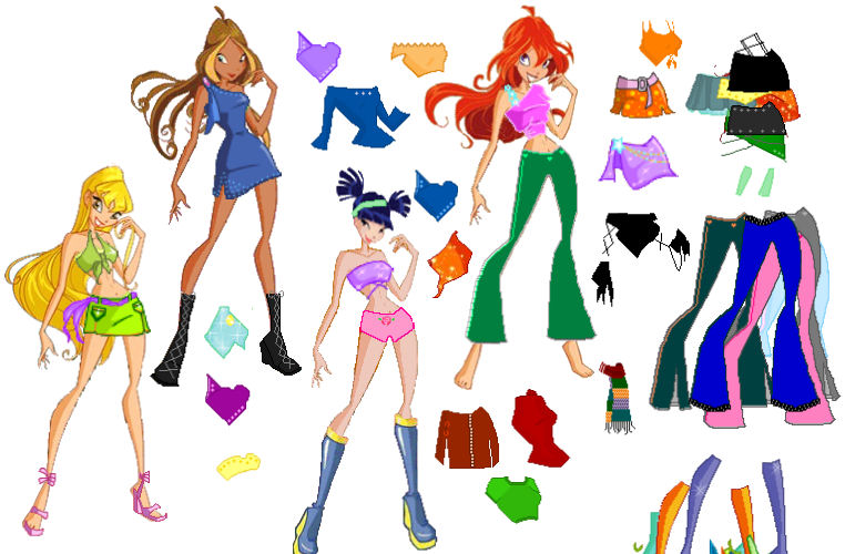artículo Investigación imponer Juegos de vestir a las chicas del Club Winx: Bloom, Stella, Tecna, Musa,  Layla y Flor