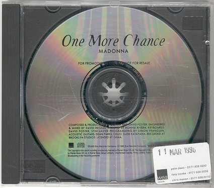 madonna one more chance single sencillo reino unido uk promo