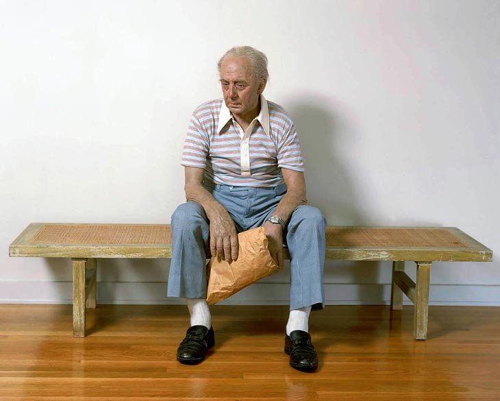 duane hanson escultura figura man bench