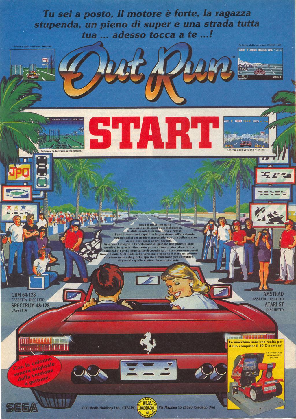 outrun arcade juego poster 1986